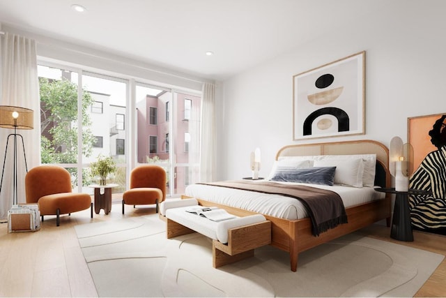 bedroom featuring light hardwood / wood-style flooring