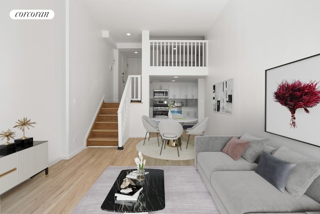 living room featuring light wood-type flooring