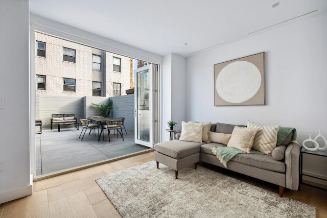 living room with hardwood / wood-style floors