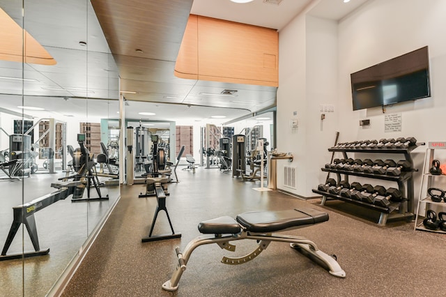 workout area with visible vents