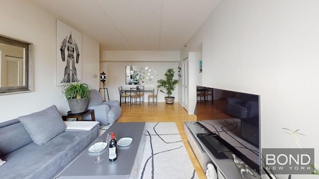 living room with hardwood / wood-style flooring