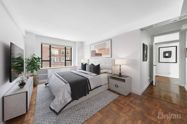 bedroom with baseboards