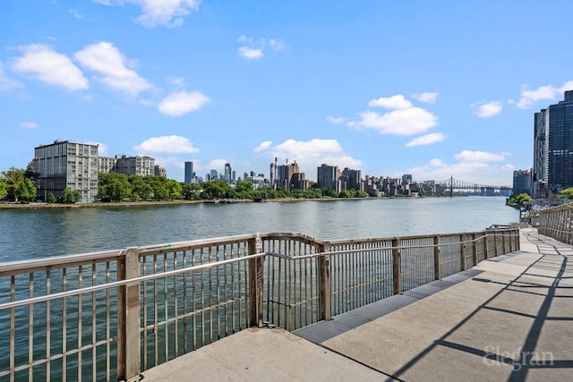 property view of water with a city view