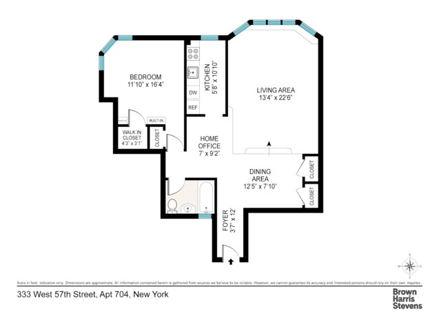 333 W 57th St Unit 704, New York City NY, 10019, 1 bedrooms, 1 bath condo for sale