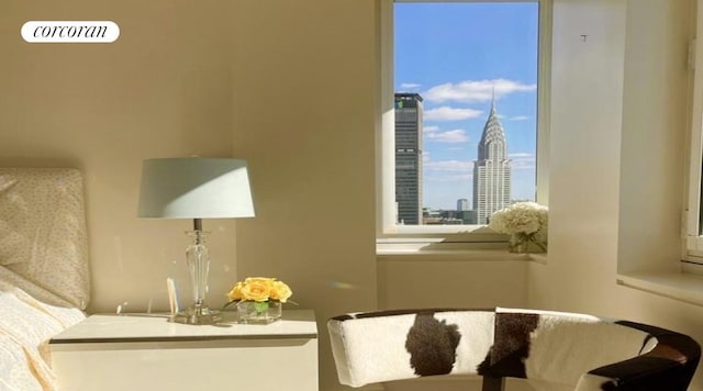 room details featuring visible vents and a city view