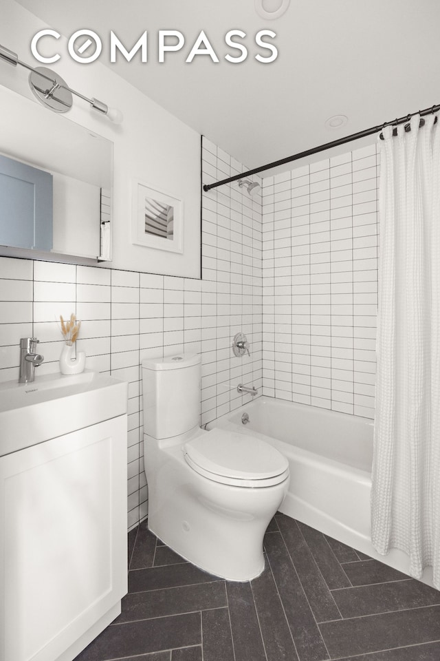 111 Nelson St Garden, Unit Garden, New York City, NY 11231 - full bathroom with shower / bathtub combination with curtain, vanity, and tile walls
