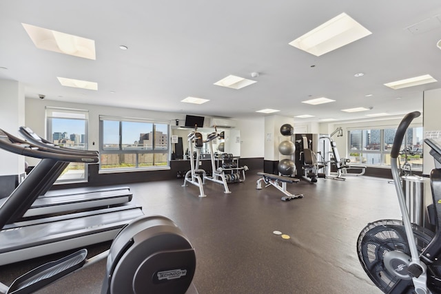 gym with a wall mounted AC