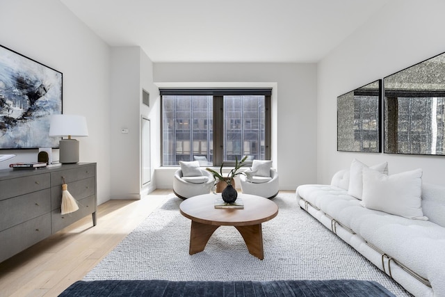 75 Wall St Unit 26A, New York City, NY 10005 - living room with healthy amount of natural light and light wood-style floors