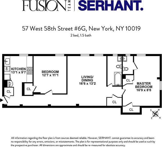 57 W 58th St Unit 6G, New York City NY, 10019, 2 bedrooms, 1.5 baths condo for sale