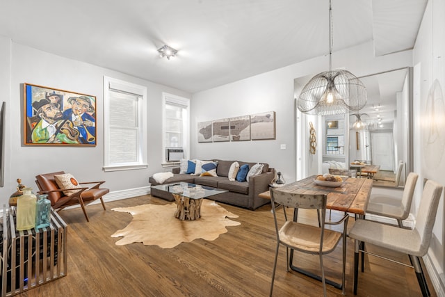 living room with hardwood / wood-style flooring