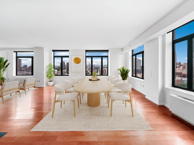 dining space featuring light hardwood / wood-style floors