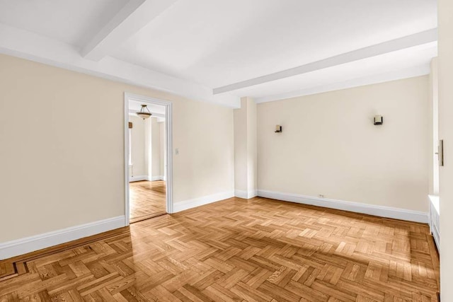 49 W 72nd St Unit 6E, New York City, NY 10023 - unfurnished room featuring beam ceiling and light parquet floors