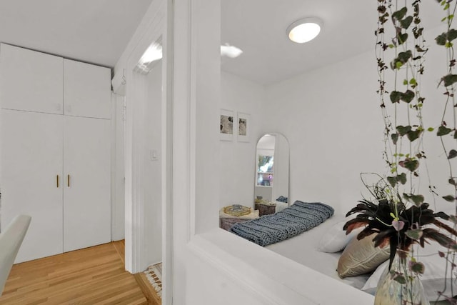 bedroom featuring light wood-type flooring