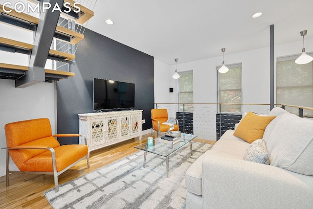 living room featuring light hardwood / wood-style flooring