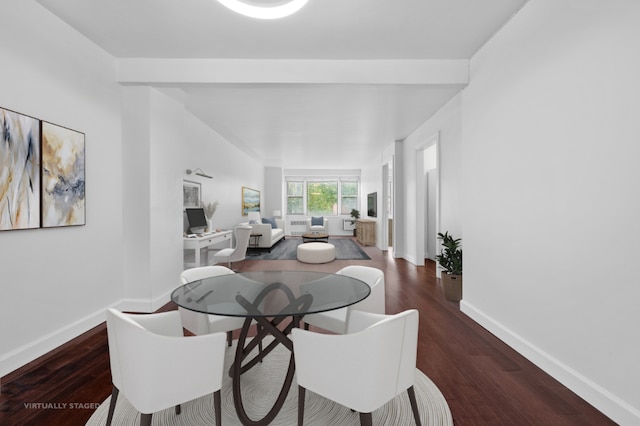 dining room with dark wood-type flooring