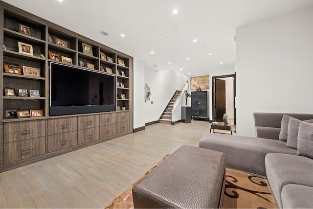 living room with light wood-type flooring