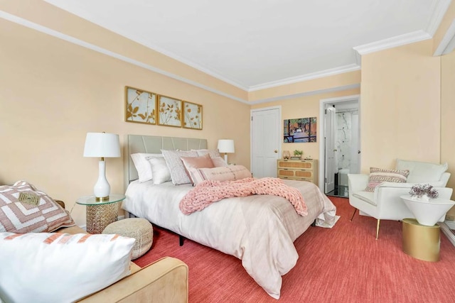 bedroom with crown molding