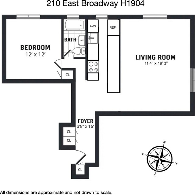 210 E Broadway Unit H1904, New York City NY, 10002, 1 bedrooms, 1 bath condo for sale