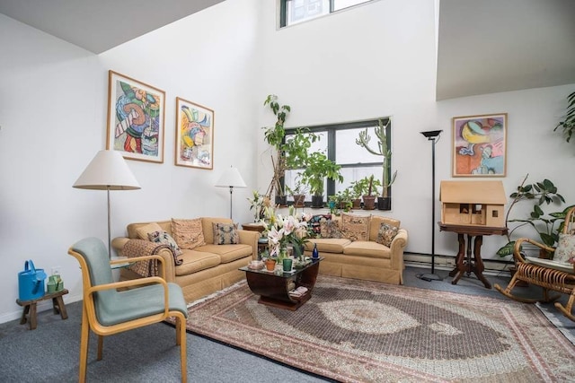 living room featuring carpet floors