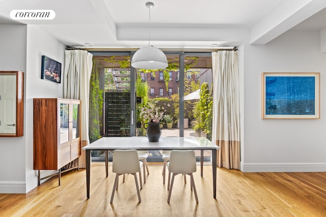 dining space featuring light hardwood / wood-style flooring