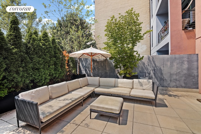 view of patio with an outdoor hangout area