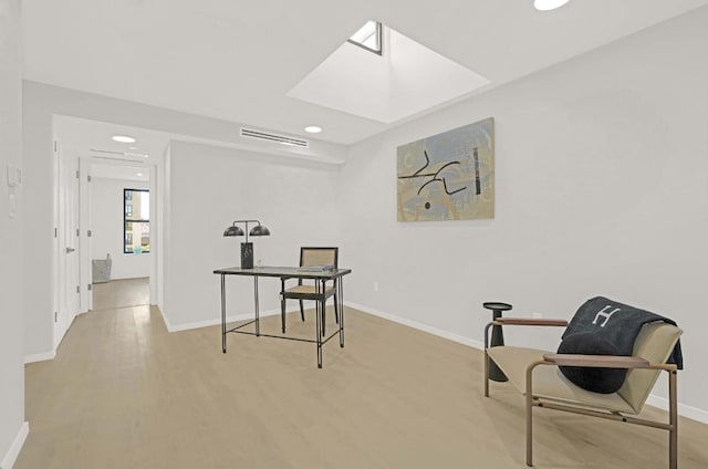 office space featuring light hardwood / wood-style floors