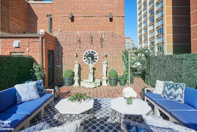 view of patio featuring an outdoor hangout area