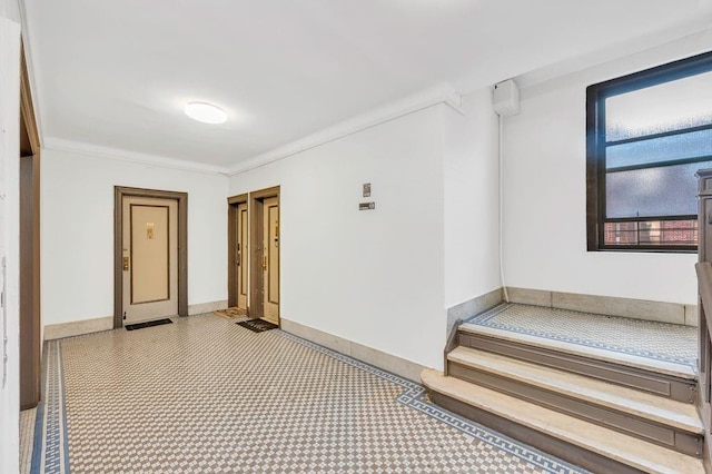 hallway with crown molding