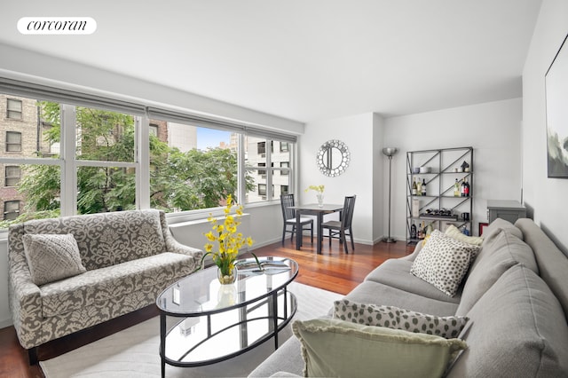115 E 9th St Unit 6R, New York City, NY 10003 - living area featuring wood finished floors and baseboards