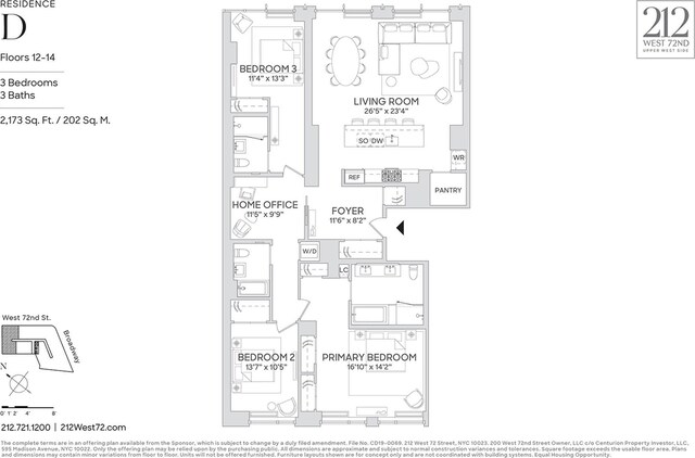 212 W 72nd St Unit 12D, New York City NY, 10023, 3 bedrooms, 3.5 baths condo for sale