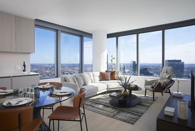 living room featuring light hardwood / wood-style flooring