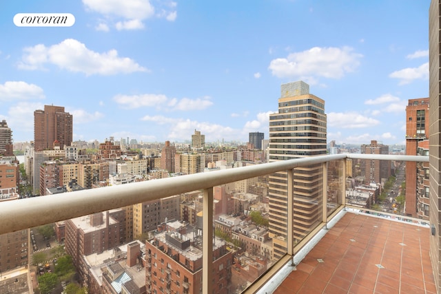 balcony with a view of city and visible vents