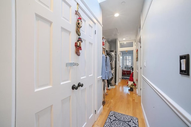 hall with light hardwood / wood-style flooring