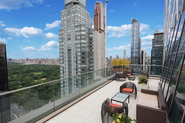balcony with a skyline view