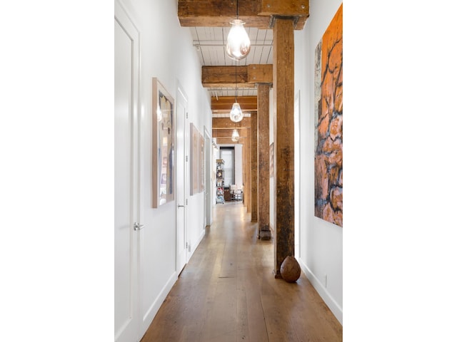 31 Washington St Unit 11, New York City, NY 11201 - hall featuring beamed ceiling and wood finished floors