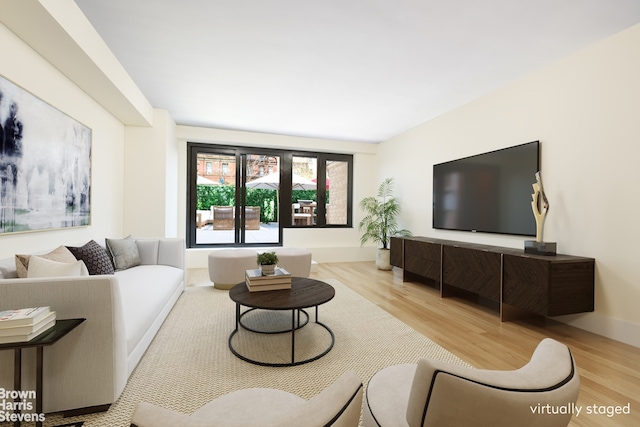 living room with light wood-type flooring