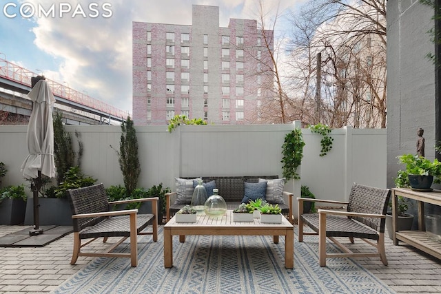 view of patio with an outdoor living space