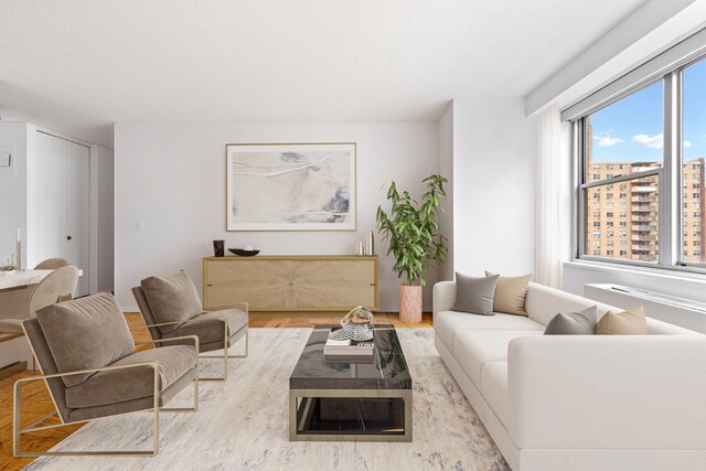 living room featuring light wood-type flooring