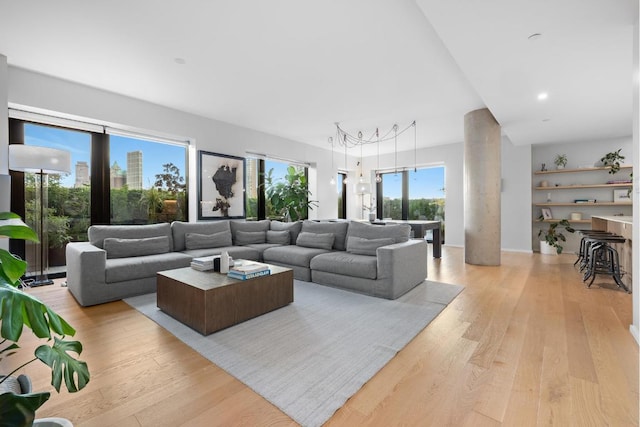 living room featuring light hardwood / wood-style flooring