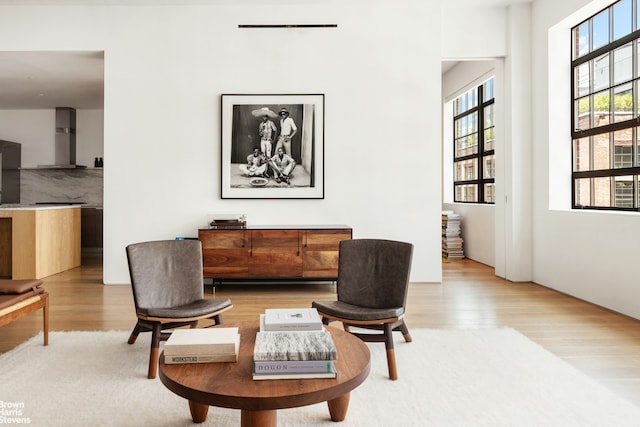 sitting room with wood finished floors