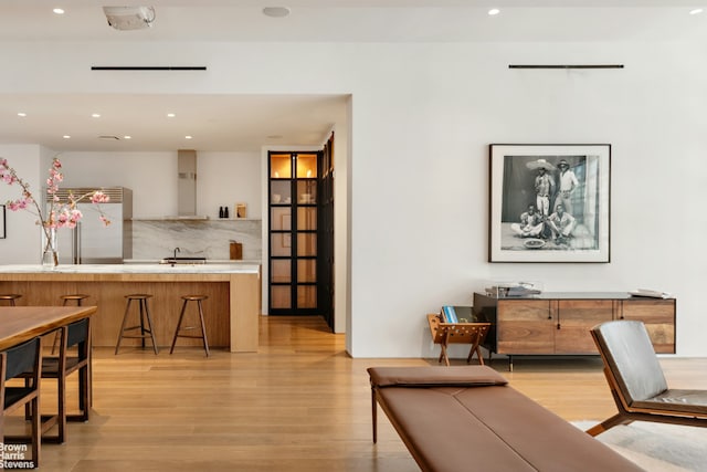 200 Water St Unit 3A, New York City, NY 11201 - dining area with light wood-style floors and recessed lighting