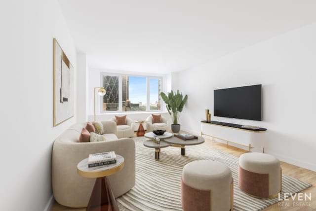 living room with hardwood / wood-style flooring