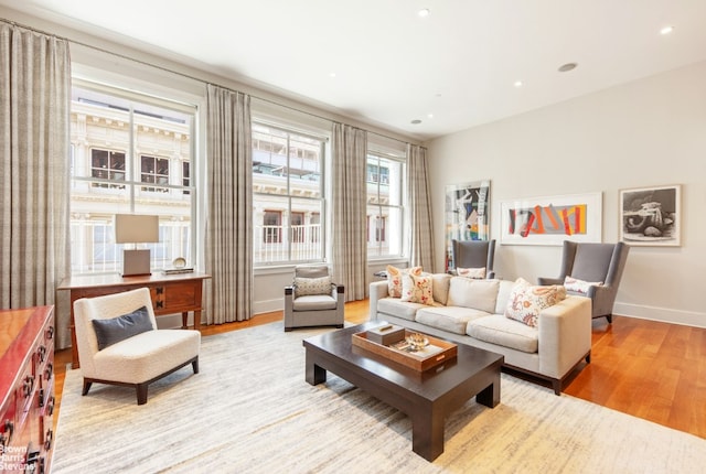 living room featuring light hardwood / wood-style floors