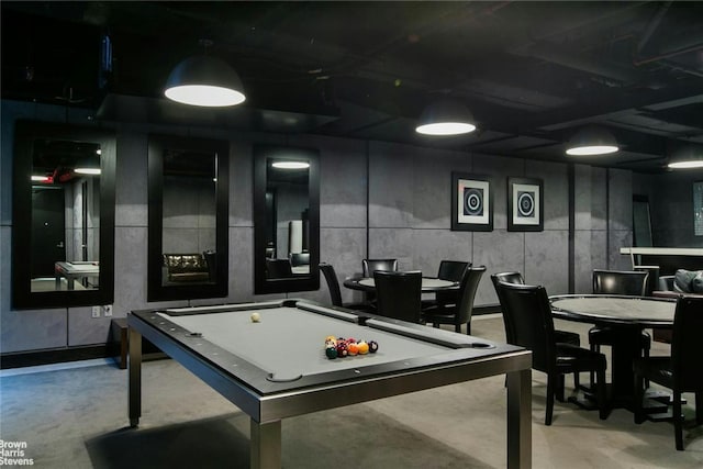 game room featuring pool table