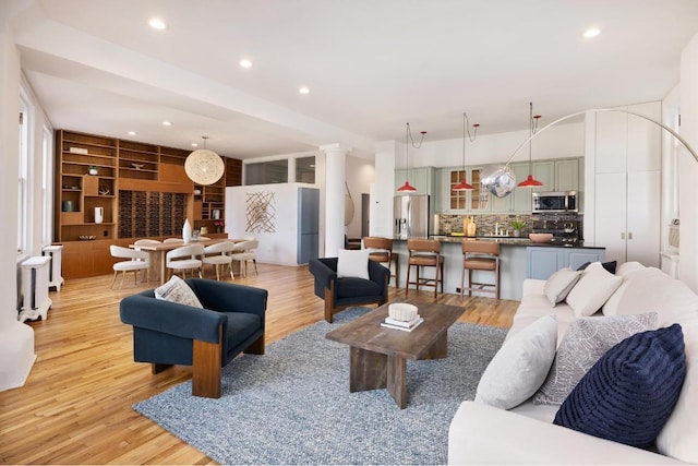 living room featuring light hardwood / wood-style floors