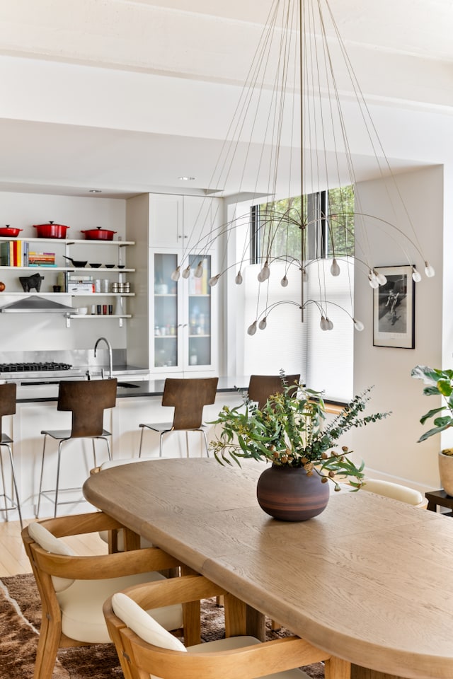 dining space featuring wood finished floors