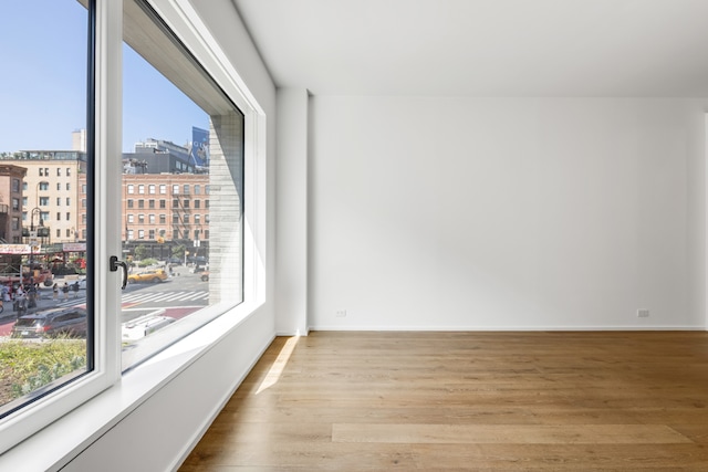 spare room featuring light wood-type flooring