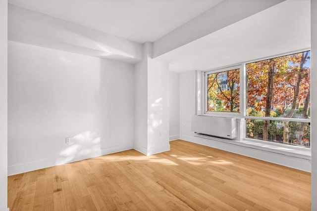 empty room featuring radiator and light hardwood / wood-style floors