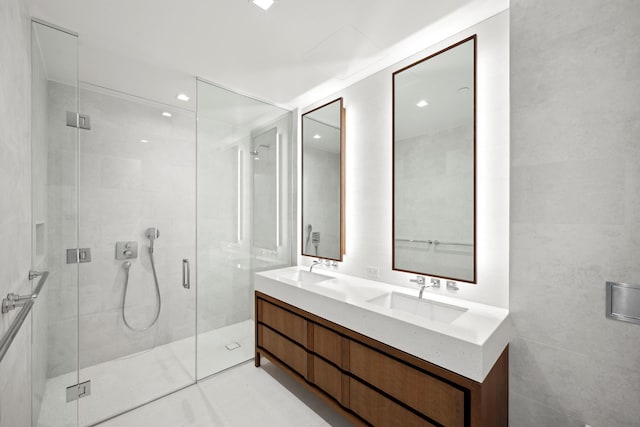 212 W 93rd St Unit 3B, New York City, NY 10025 - bathroom with a stall shower and double vanity