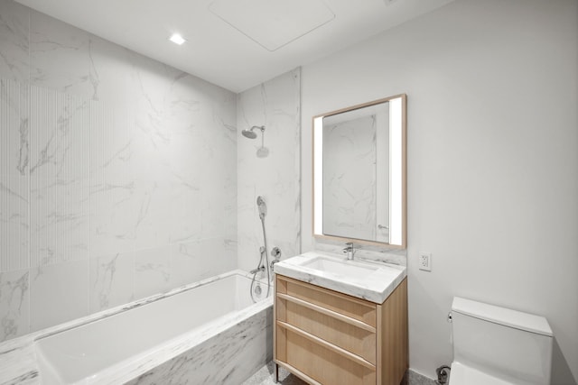 212 W 93rd St Unit 3B, New York City, NY 10025 - bathroom featuring vanity and a combined bath / shower with marble appearance